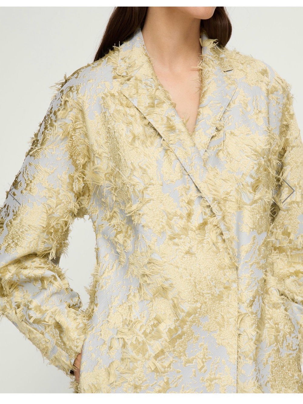Lafayette 148 New York Pale Blue and Cream Textured Trench Coat - Picture 2 of 4